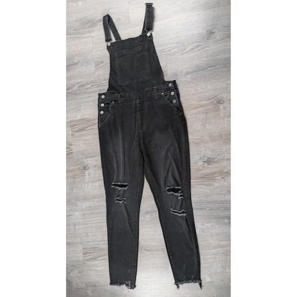 Celebrity Pink Pants - Celebrity Pink XL Overalls Womens Black Bib Skinny Adjustable Distressed Raw Hem